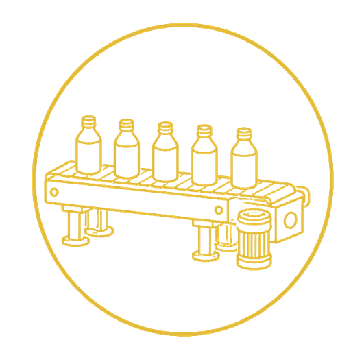 Industrial bottle conveyor for production lines