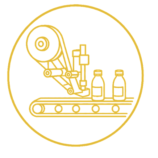 Automatic industrial labelling machine applying labels to bottles