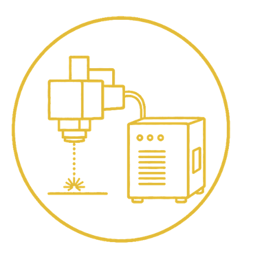 Industrial laser coding machine marking a production component