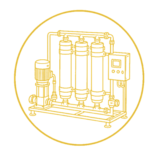 Industrial water treatment filtration system with pump and control panel