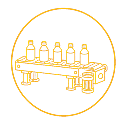 Industrial bottle conveyor for production lines
