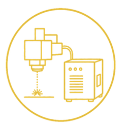 Industrial laser coding machine marking a production component